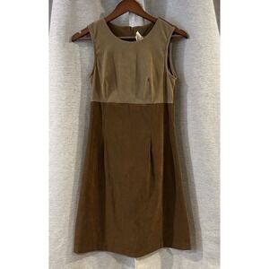 Vintage 80s Two‎ Tone Brown Shift Dress Size 6